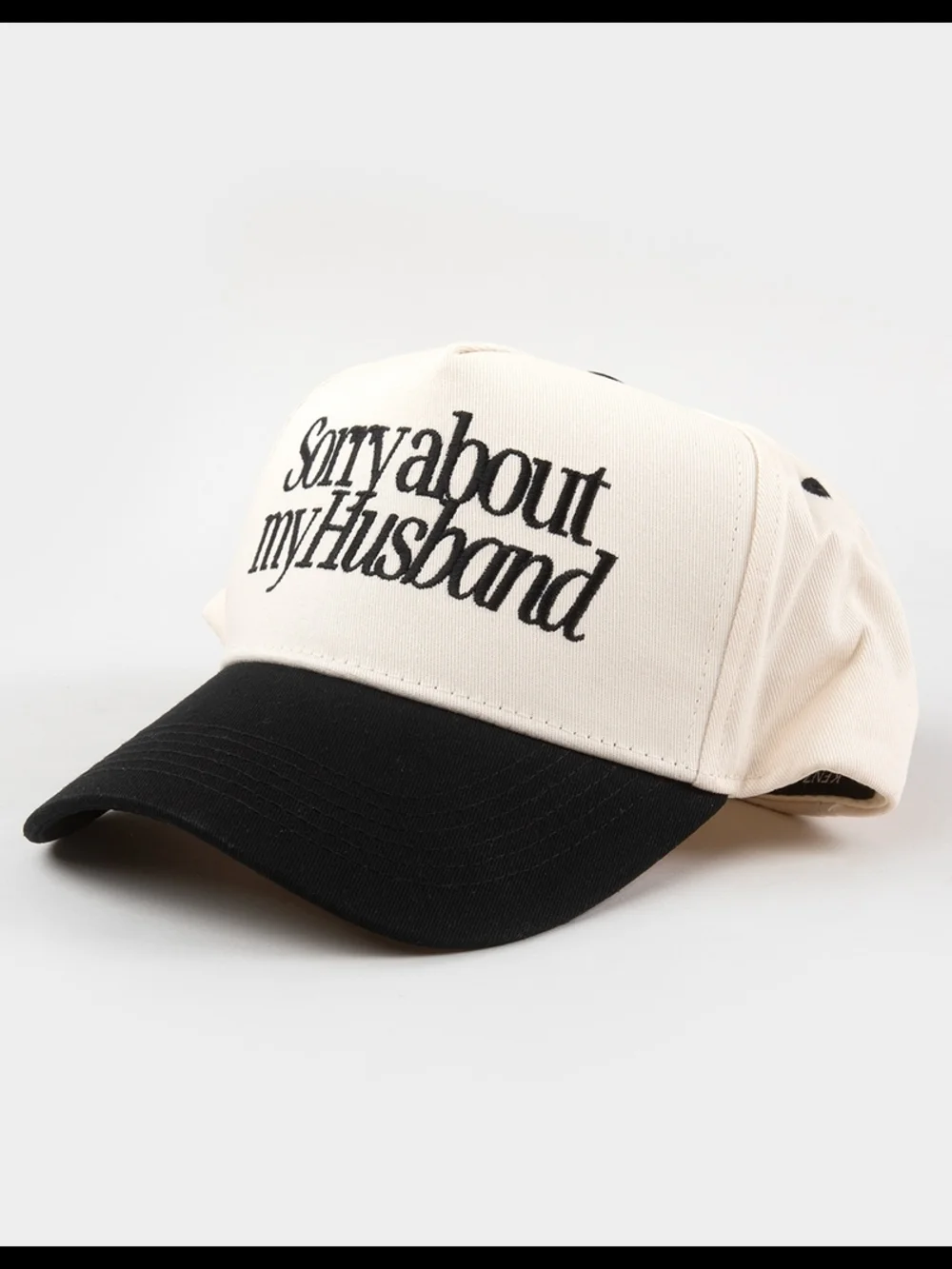 Altar'd State Cream and Black 'Sorry About My Husband' Baseball Cap - Picture 2 of 5